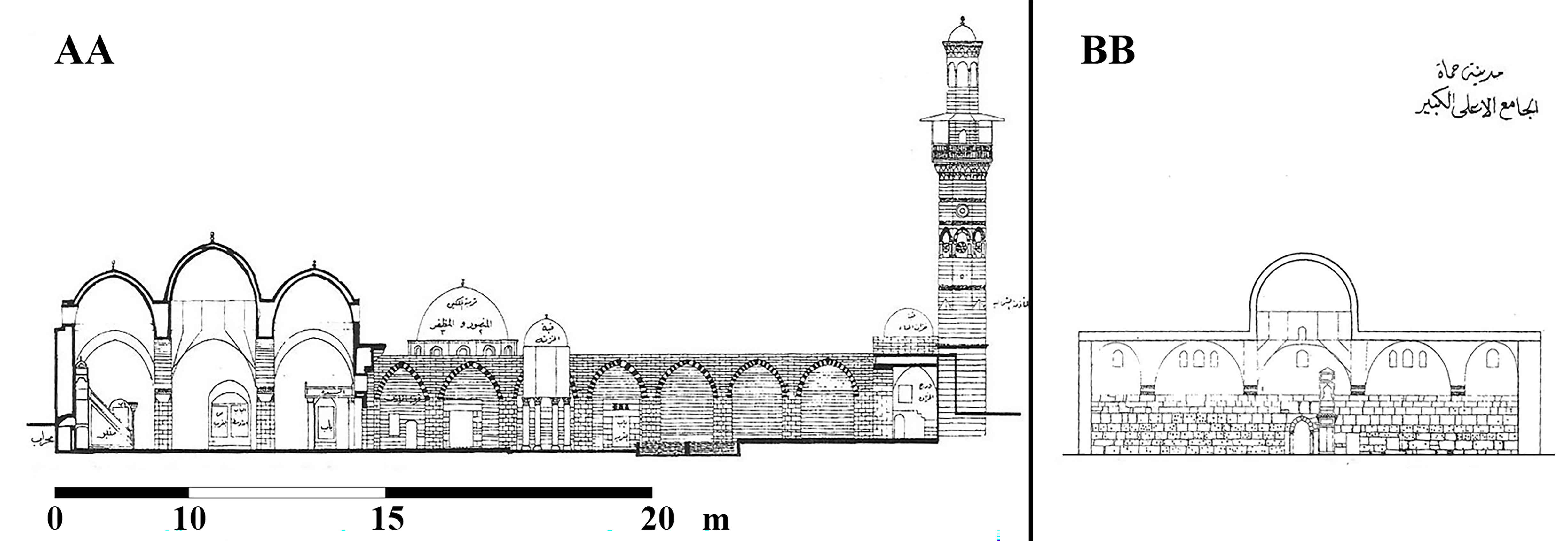 Sections AA and BB in the Prayer Hall of the Upper Mosque [25].