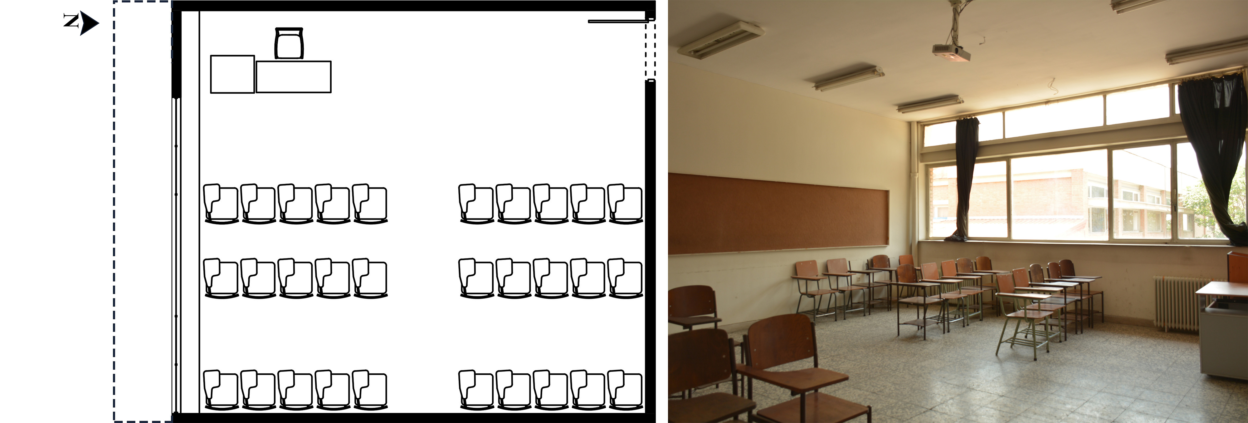 The classroom in Shahid Beheshti University - the real environment that is the basis to the simulated spaces shown in VR.