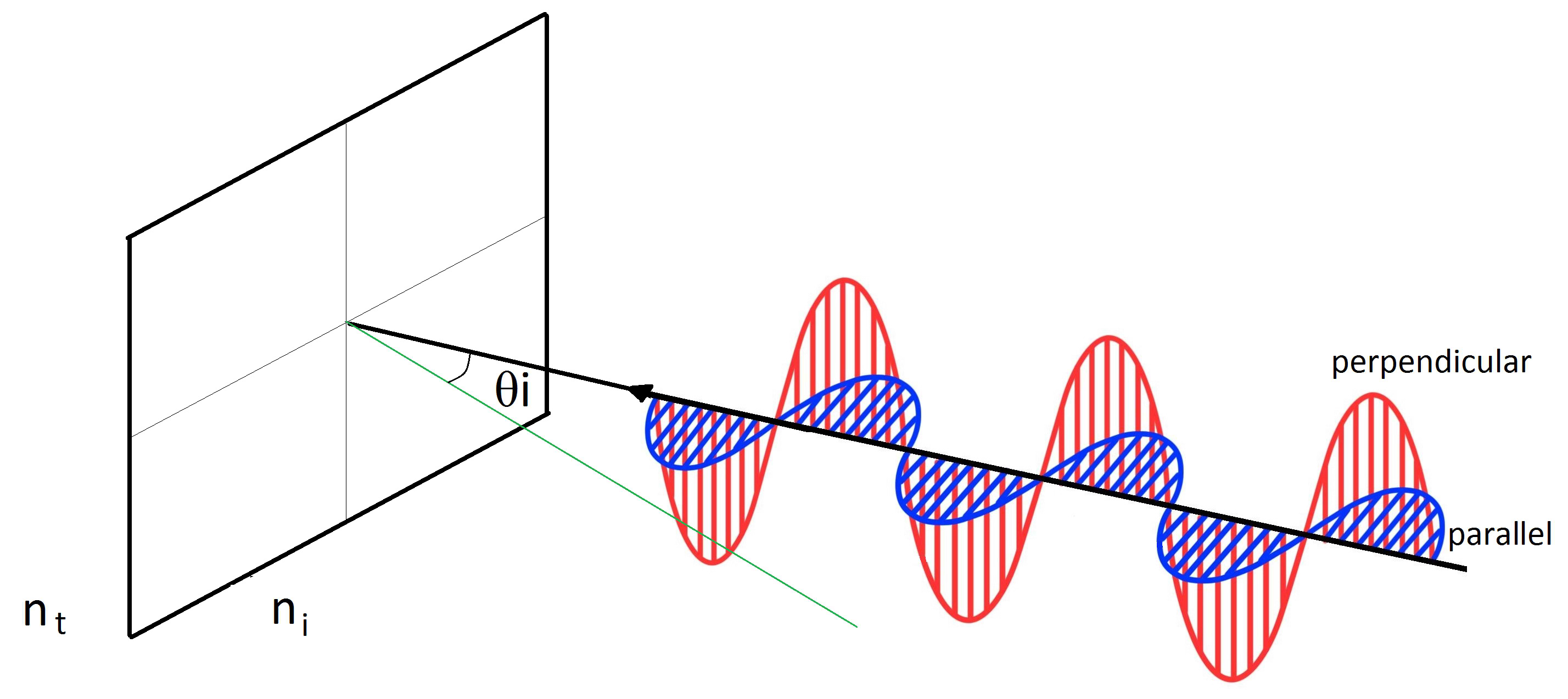 Polarisation of the incident light wave in a plane.
