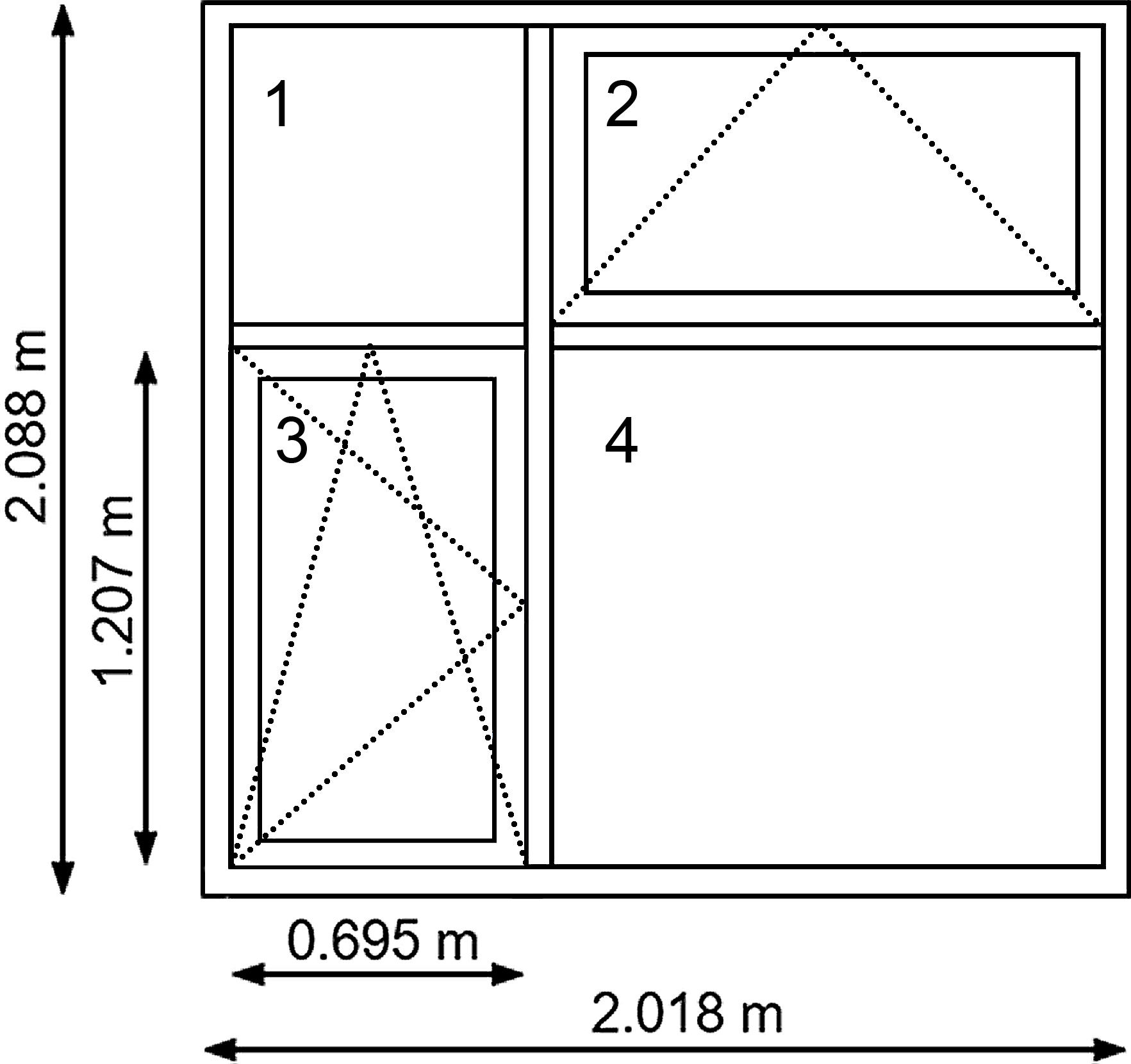 Dimensions and layout of the window installed in each cell.