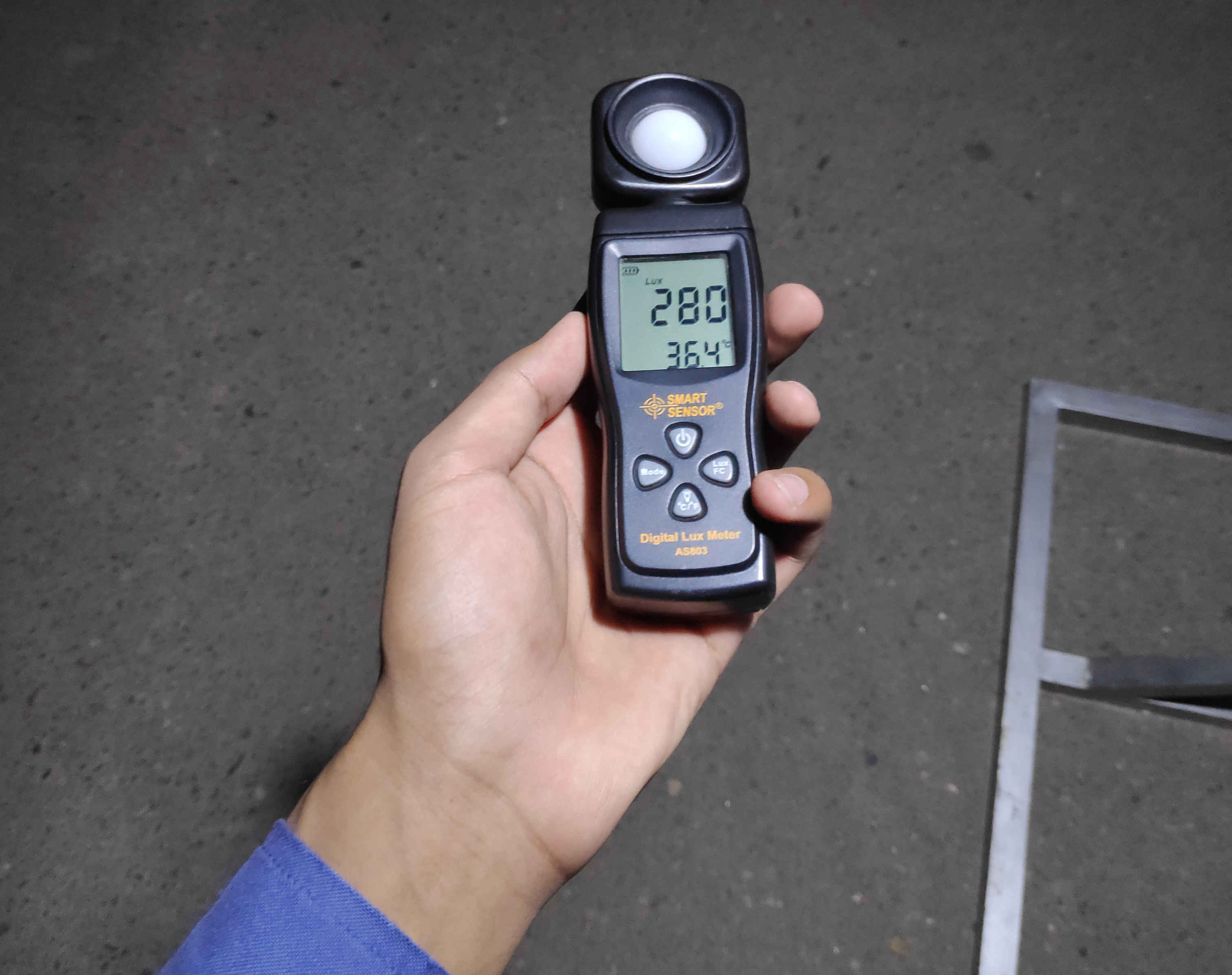Lux meter for measuring outdoor illuminance.