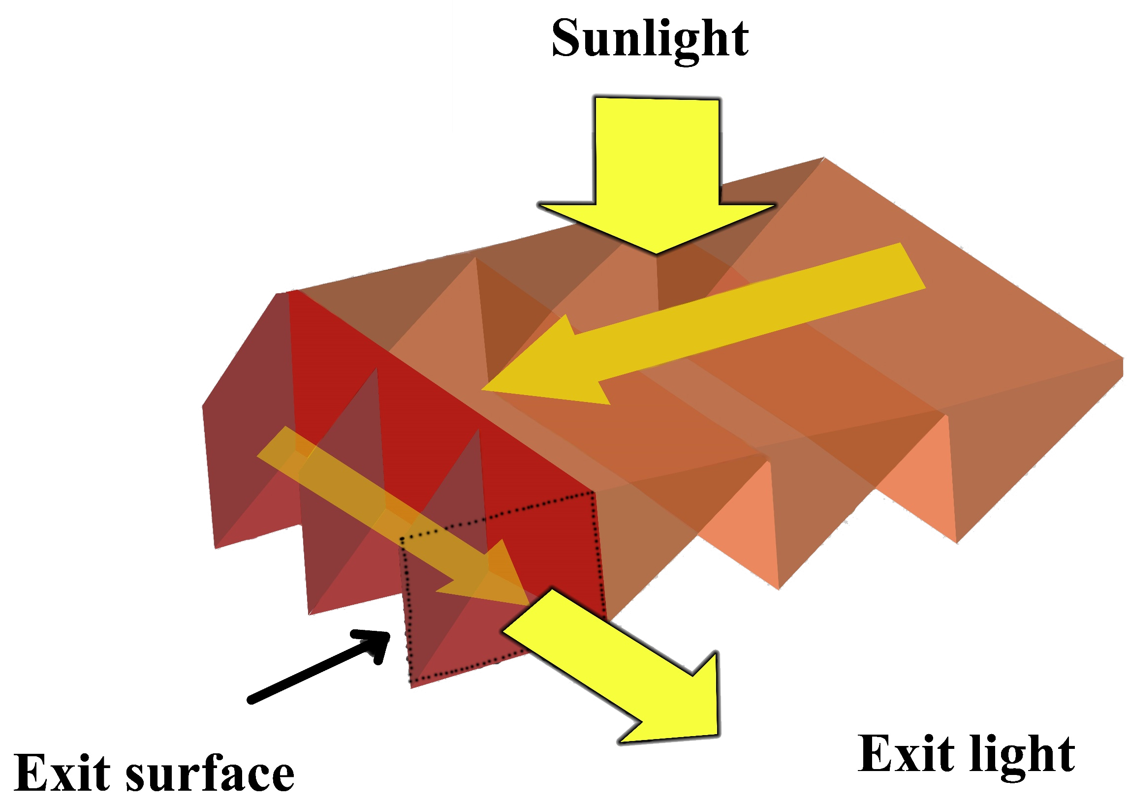 Sunlight path in a static light concentrator [50].